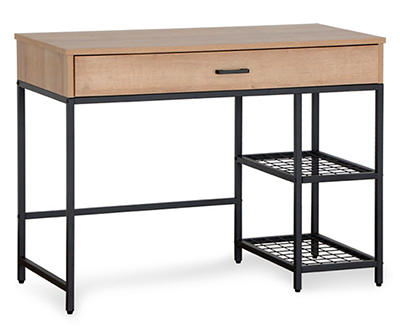 Woodgrain & Metal Single Drawer Desk