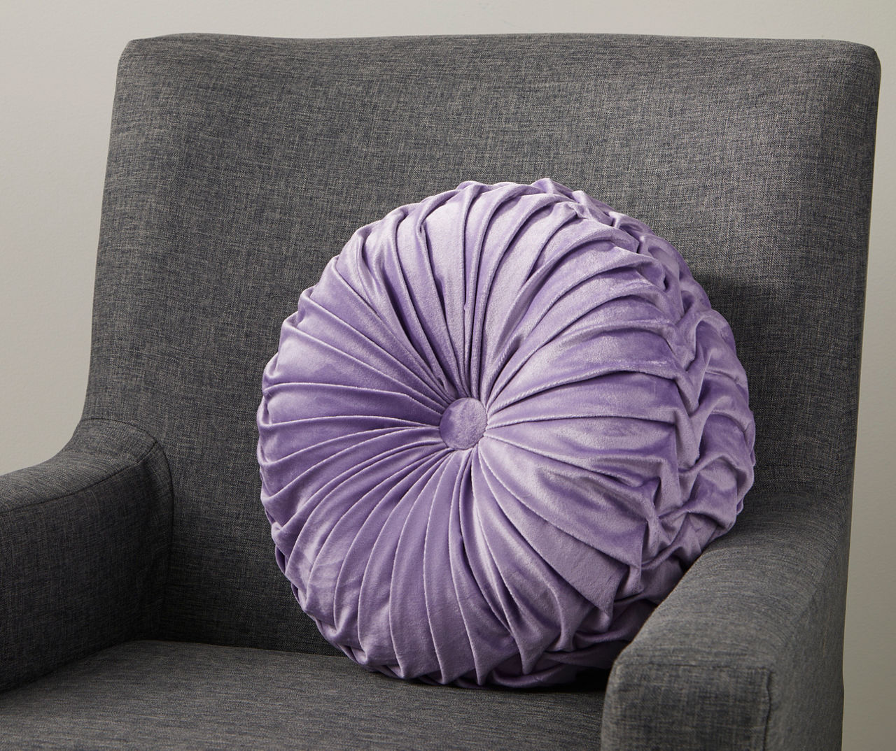 Round Velvet Cushion Ashy purple — PHIONAH