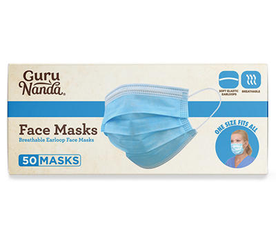 3-Ply Face Masks, 50-Pack