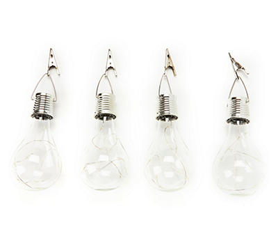 Cool White Glass Bulb LED Solar Umbrella Clip Lights, 4-Pack