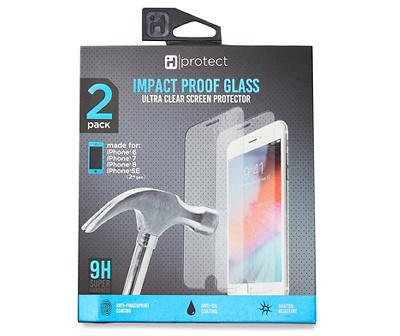 iPhone 6/7/8/SE Impact Proof Glass Screen Protectors, 2-Pack