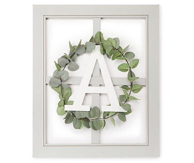 "A" Monogram & Wreath Window Pane