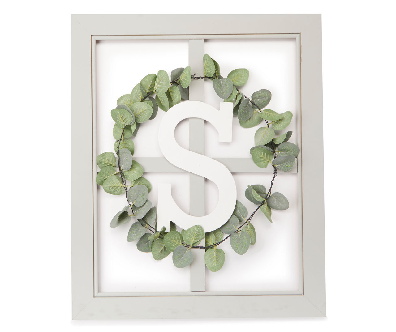 “S” Wreath Window Pane Wall Decor