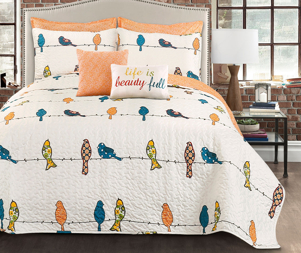 Rowley Birds Reversible 7Piece Quilt Set Big Lots