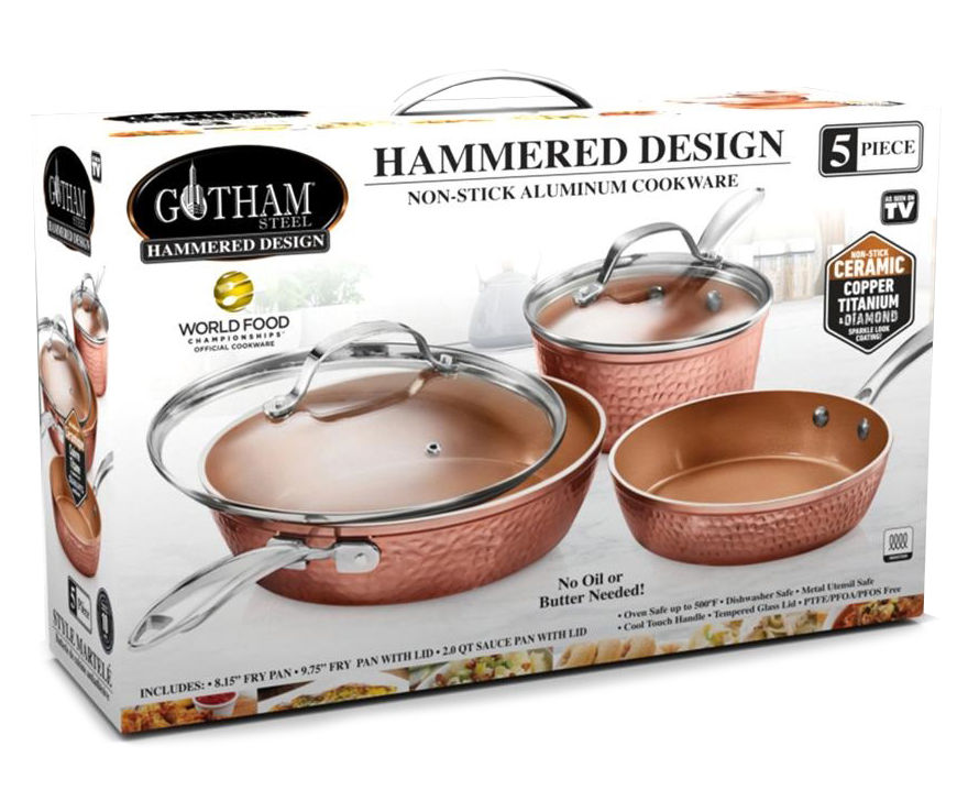 Gotham Steel Hammered 5-Piece Aluminum Cookware Set