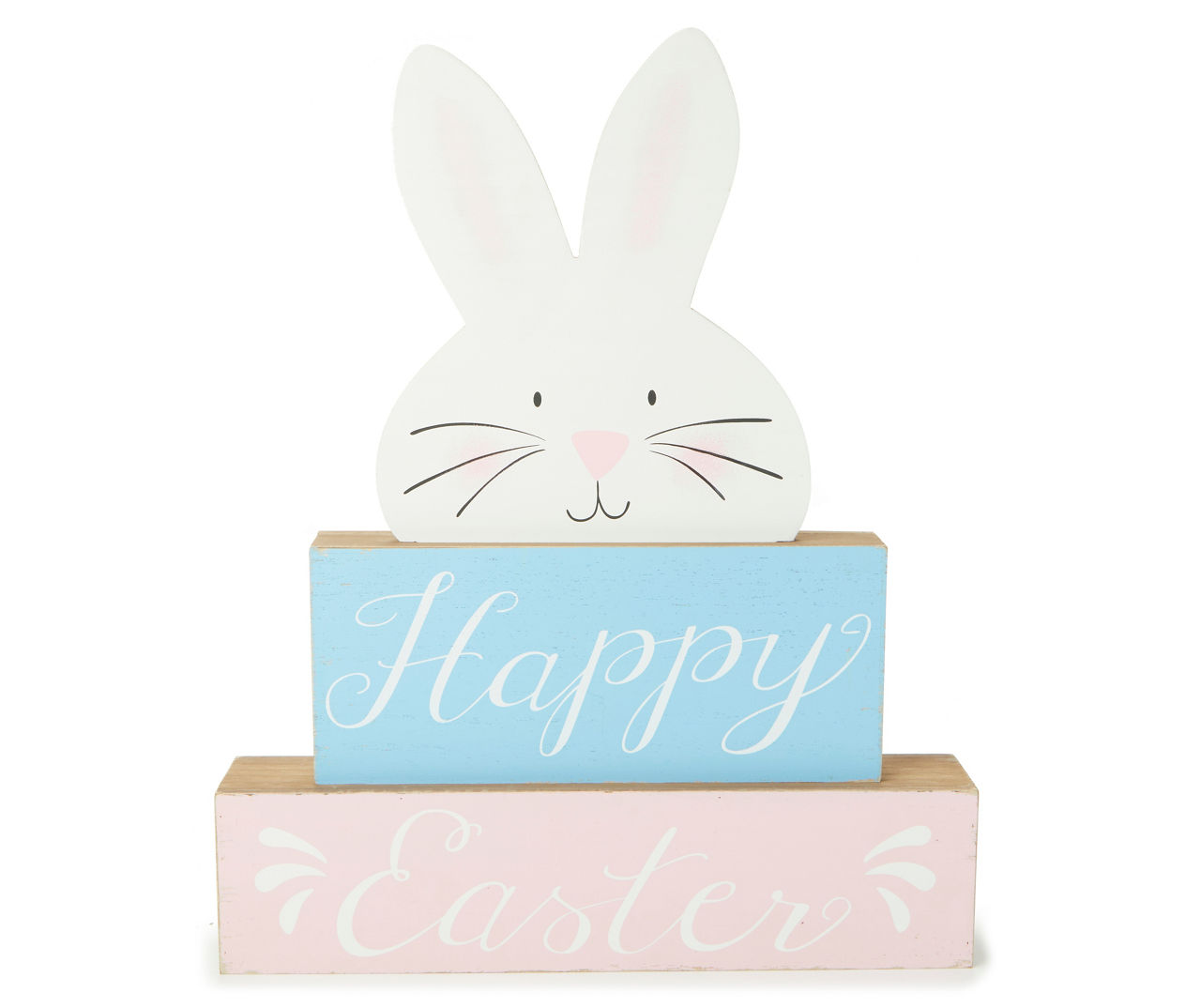 "Happy Easter" Bunny Face Block Decor