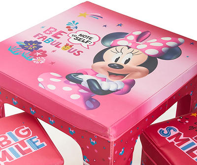 Minnie Mouse Pink 3-Piece Storage Ottoman & Table Set
