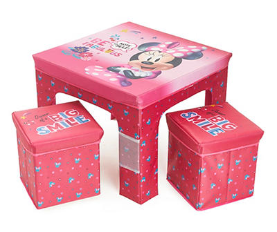 MINNIE MOUSE 3PC STORAGE OTTOMAN AND TAB