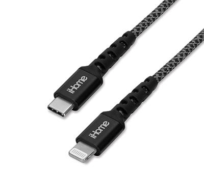 Black Lightning to USB Type C 6' Nylon Cable