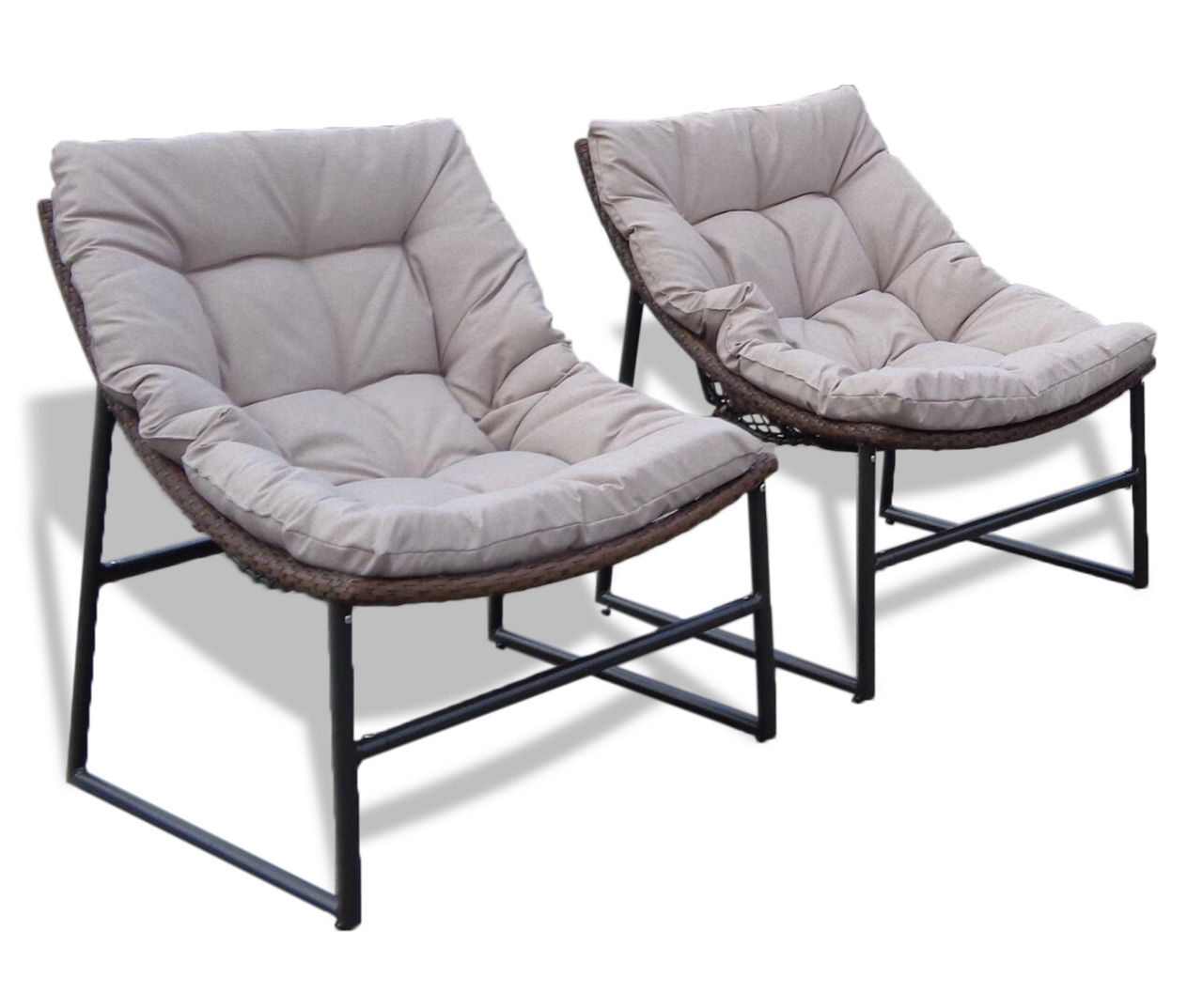 Saucer AllWeather Wicker Cushioned Patio Chairs, 2Pack Big Lots