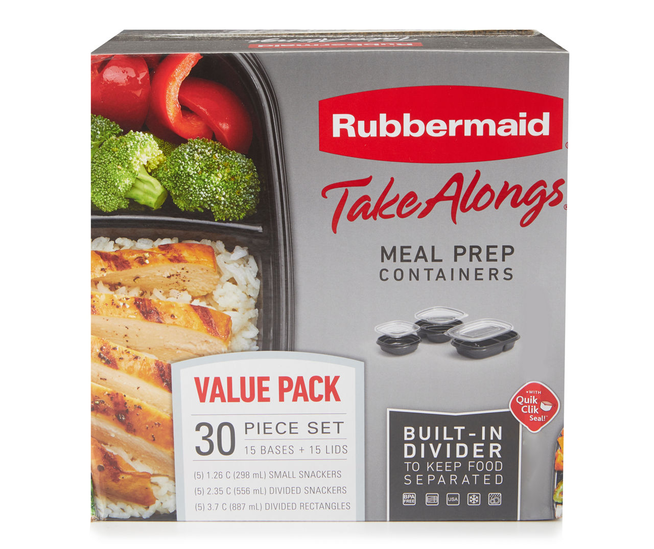 Rubbermaid Takealongs 30-piece Meal Prep, Food Storage Container Sets