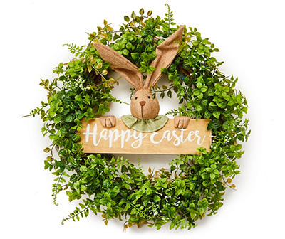 New Easter Spring GREEN GRASS BUNNY WREATH Twig Grapevine Rabbit 19" 
