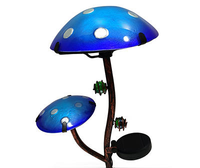 Blue Mushroom LED Solar Yard Stake, (15.35