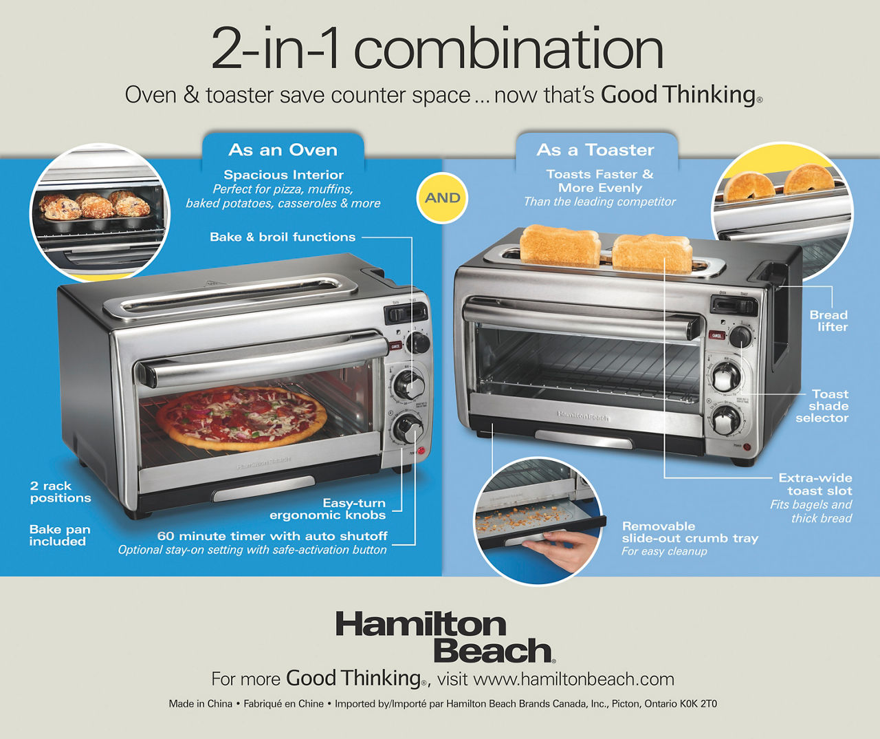 Hamilton beach 2 outlet in 1 toaster oven