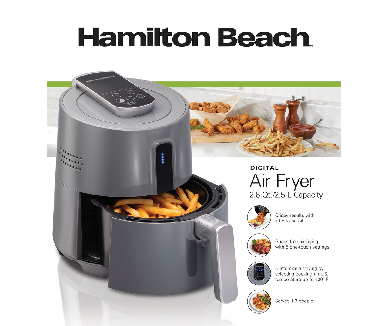 Hamilton Beach 5-Liter Digital Air Fryer with Nonstick Basket