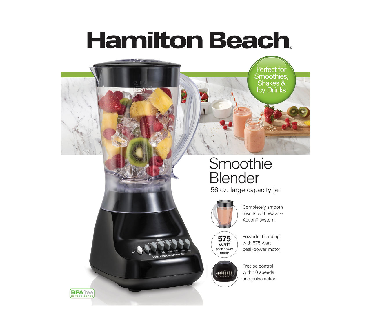 Hamilton Beach Smoothie 10-Speed Blender (black)