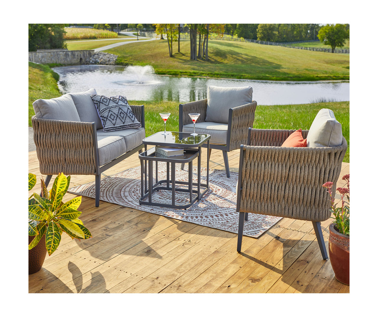 Oak Parkway Cord 5-Piece Cushioned Patio Seating Set