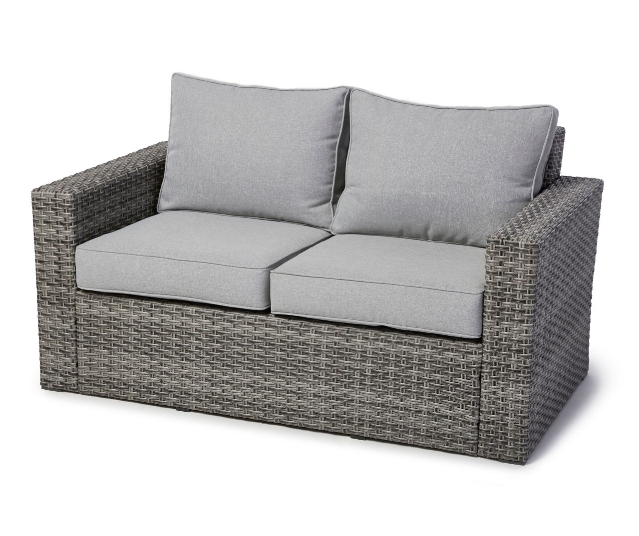 Broyhill Eagle Brooke Gray All-Weather Wicker Cushioned Patio Loveseat ...