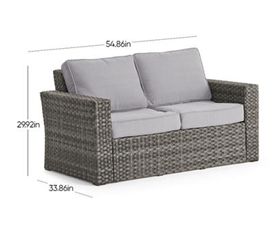 Eagle Brooke Gray All-Weather Wicker Cushioned Patio Loveseat