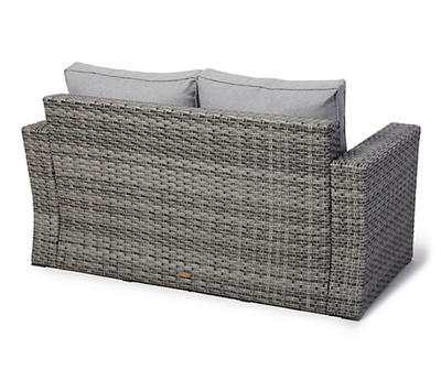 Eagle Brooke Gray All-Weather Wicker Cushioned Patio Loveseat