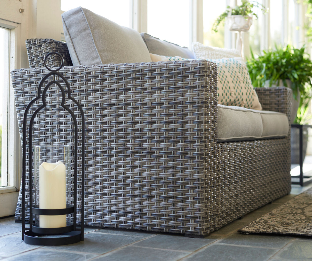 Gray discount wicker loveseat