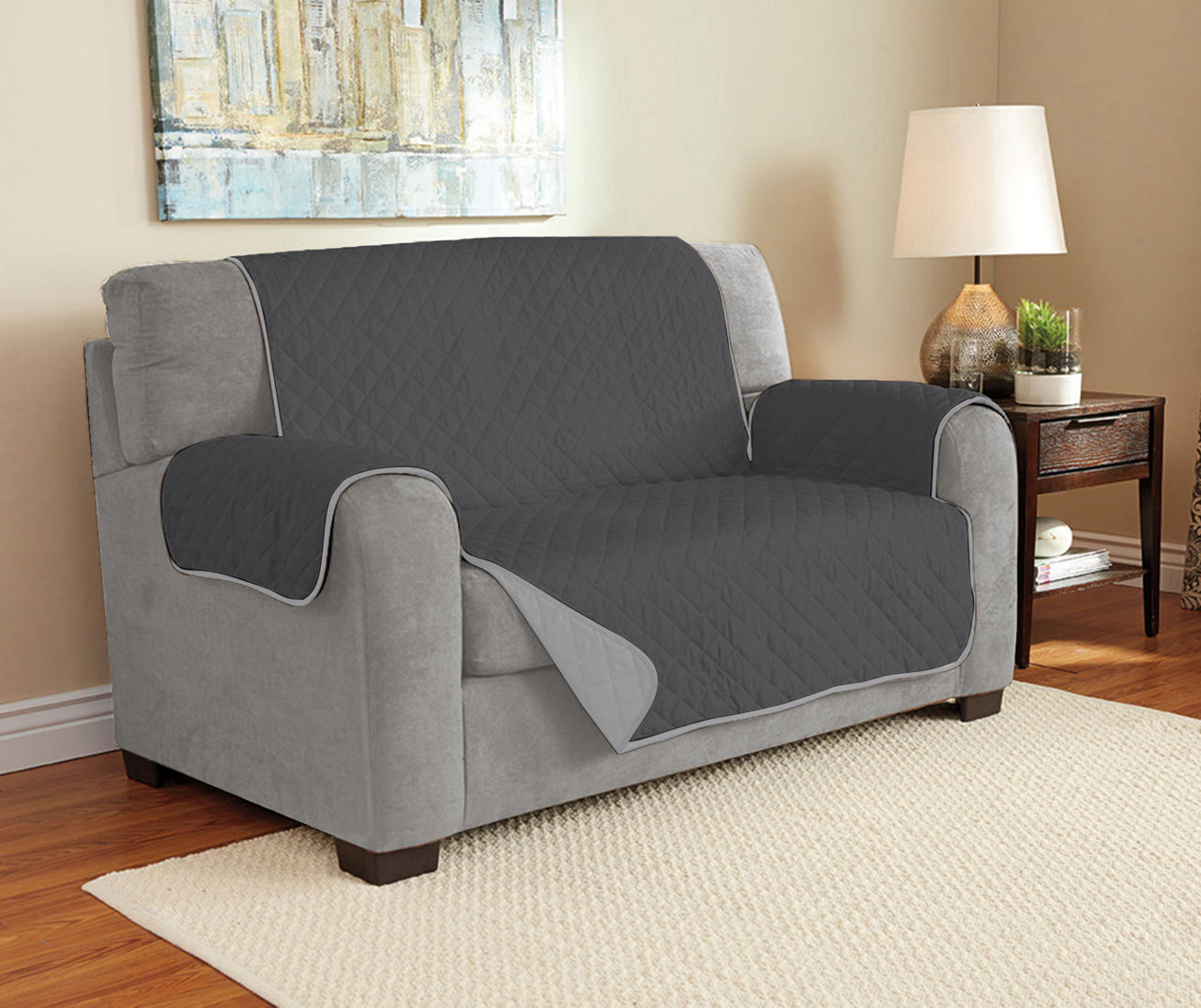 Grey loveseat cover hot sale