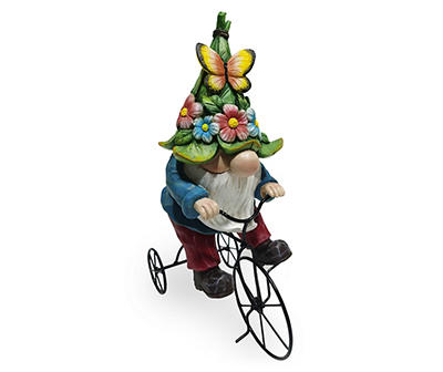 Garden Accent Extra Large Tricycle Gnome NEW Freestanding 10 1/2" tall 