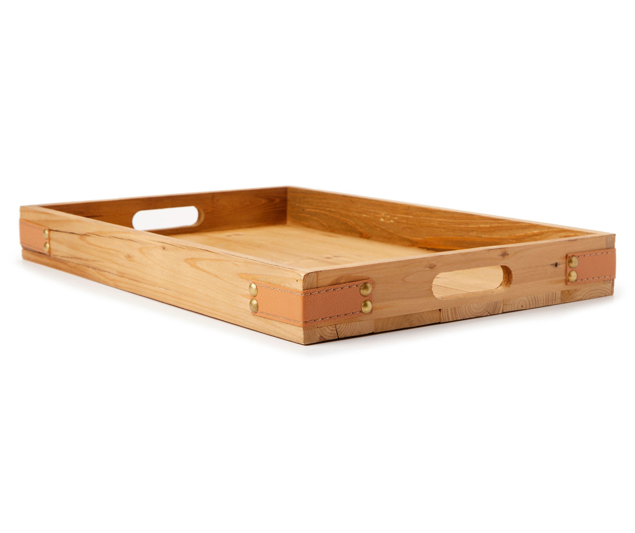 Wood & Faux Leather Decorative Tray