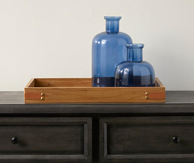Wood & Faux Leather Decorative Tray