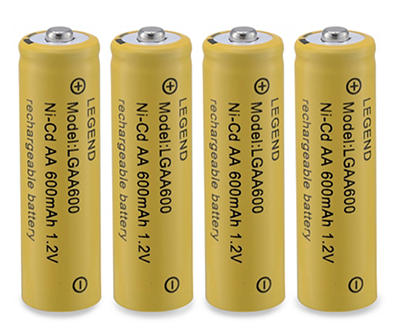 "AA" Ni-Cd Rechargeable Batteries, 4-Pack