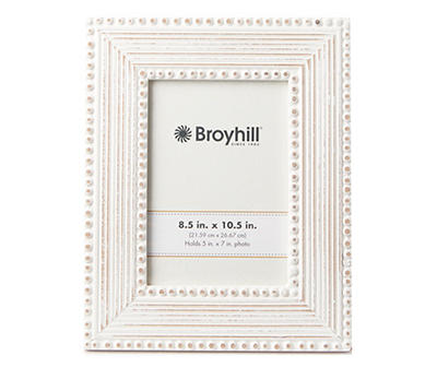 Whitewash Beaded Picture Frame, (5" x 7")