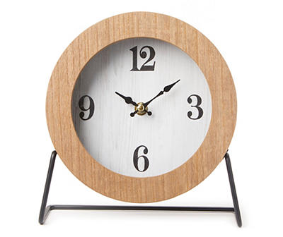 Round Wood Tabletop Clock