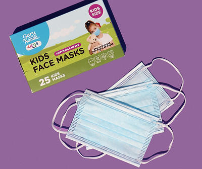 Kids Disposable 3-Ply Face Masks, 25-Pack