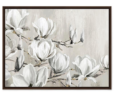 White Magnolia Tree Framed Canvas