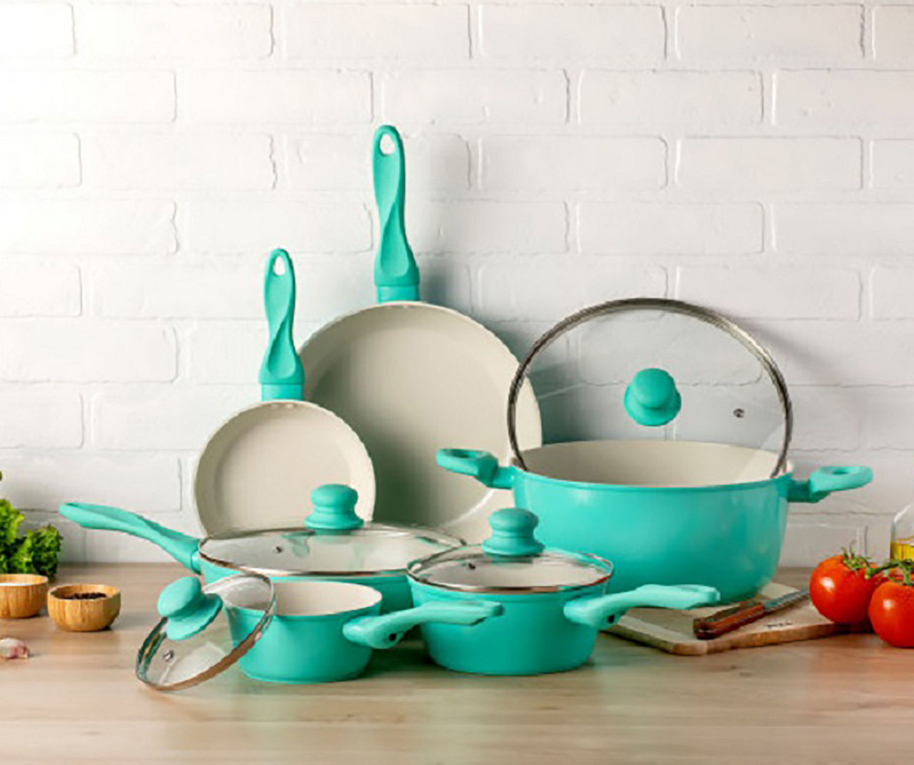 IMUSA - Teal Forged Ceramic 10-Piece Cookware Set