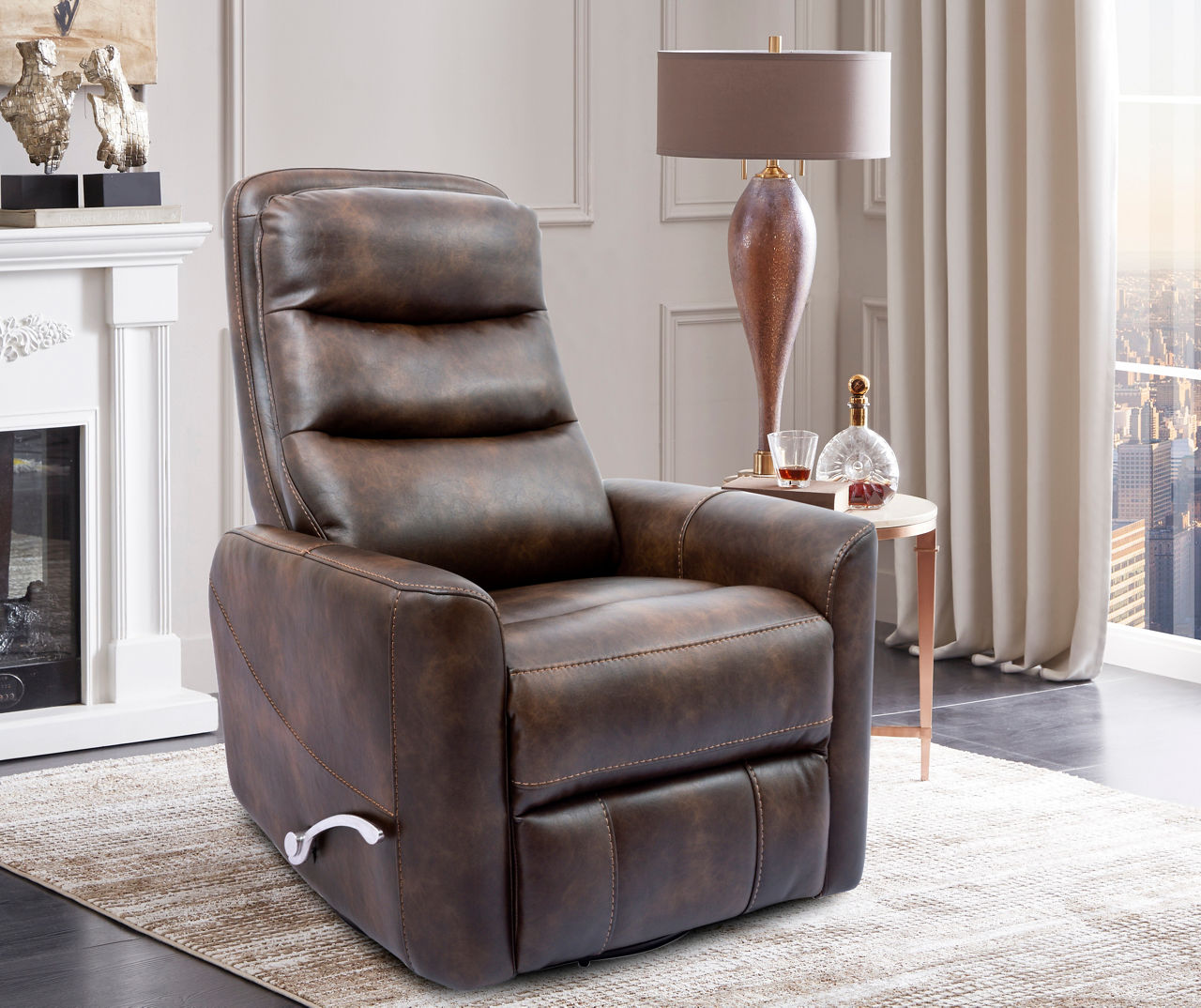 Bolero Brown Faux Leather Swivel Glider Recliner Big Lots