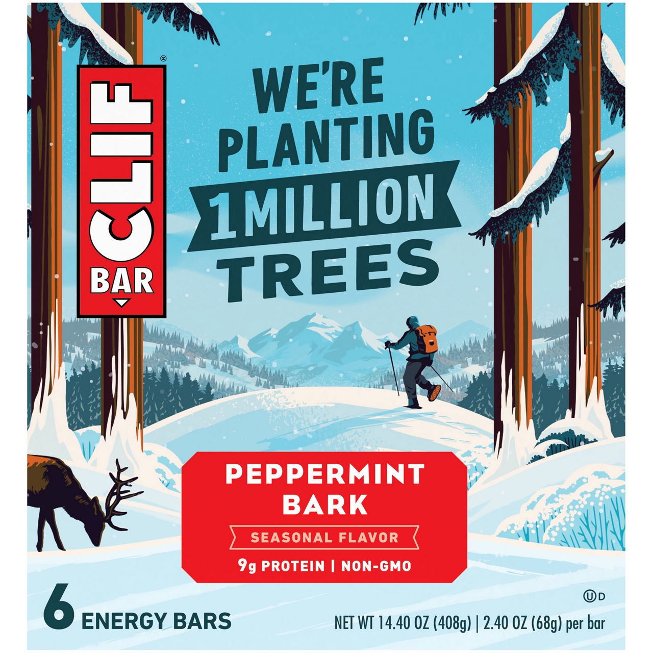 CLIF BAR - Crunchy Peanut Butter - Made with Organic Oats - 11g Protein -  Non-GMO - Plant Based - Energy Bars - 2.4 oz. (6 Pack)