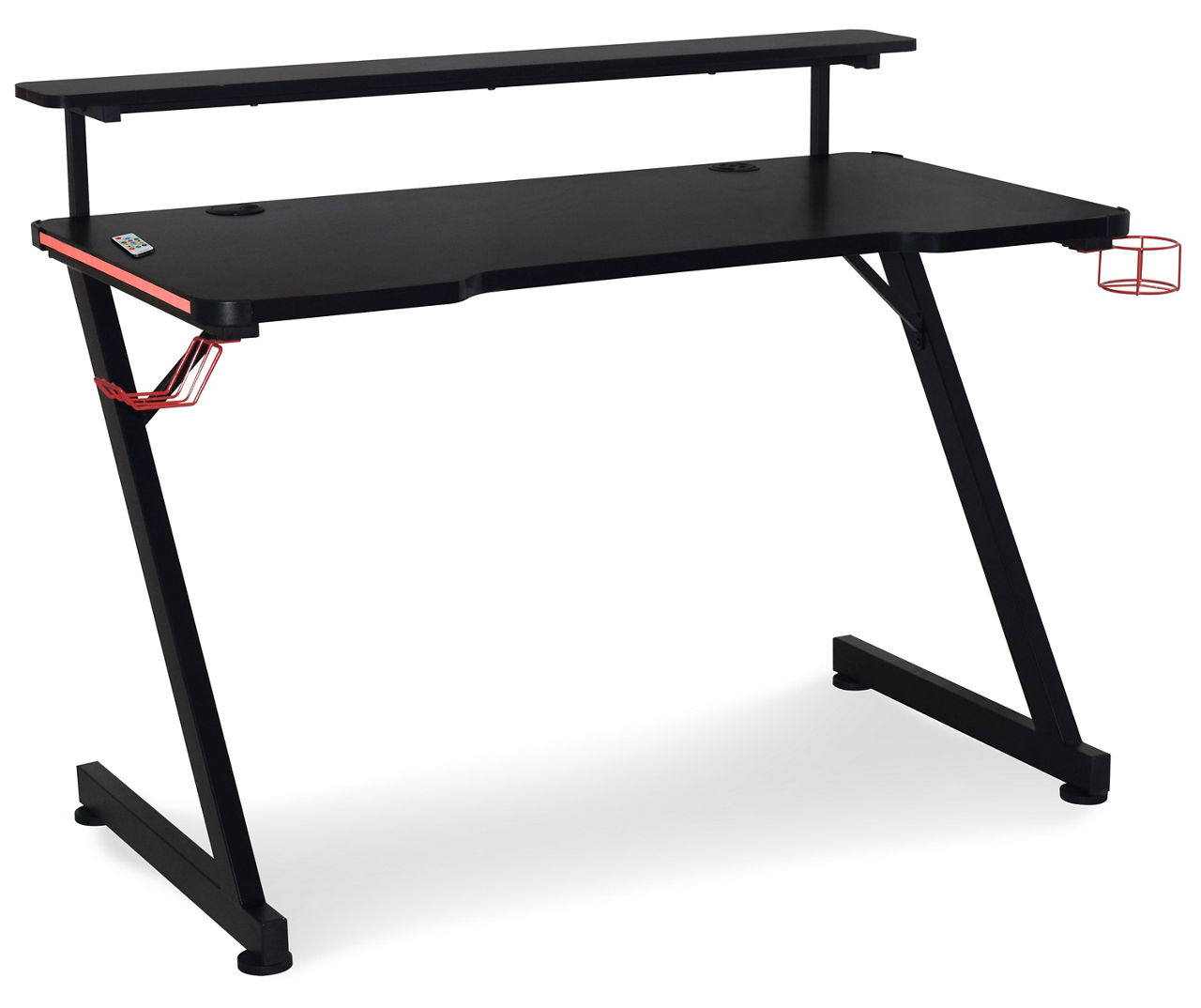 Ross Gaming Desk Computer Table Workstation, Black With Bright Trim