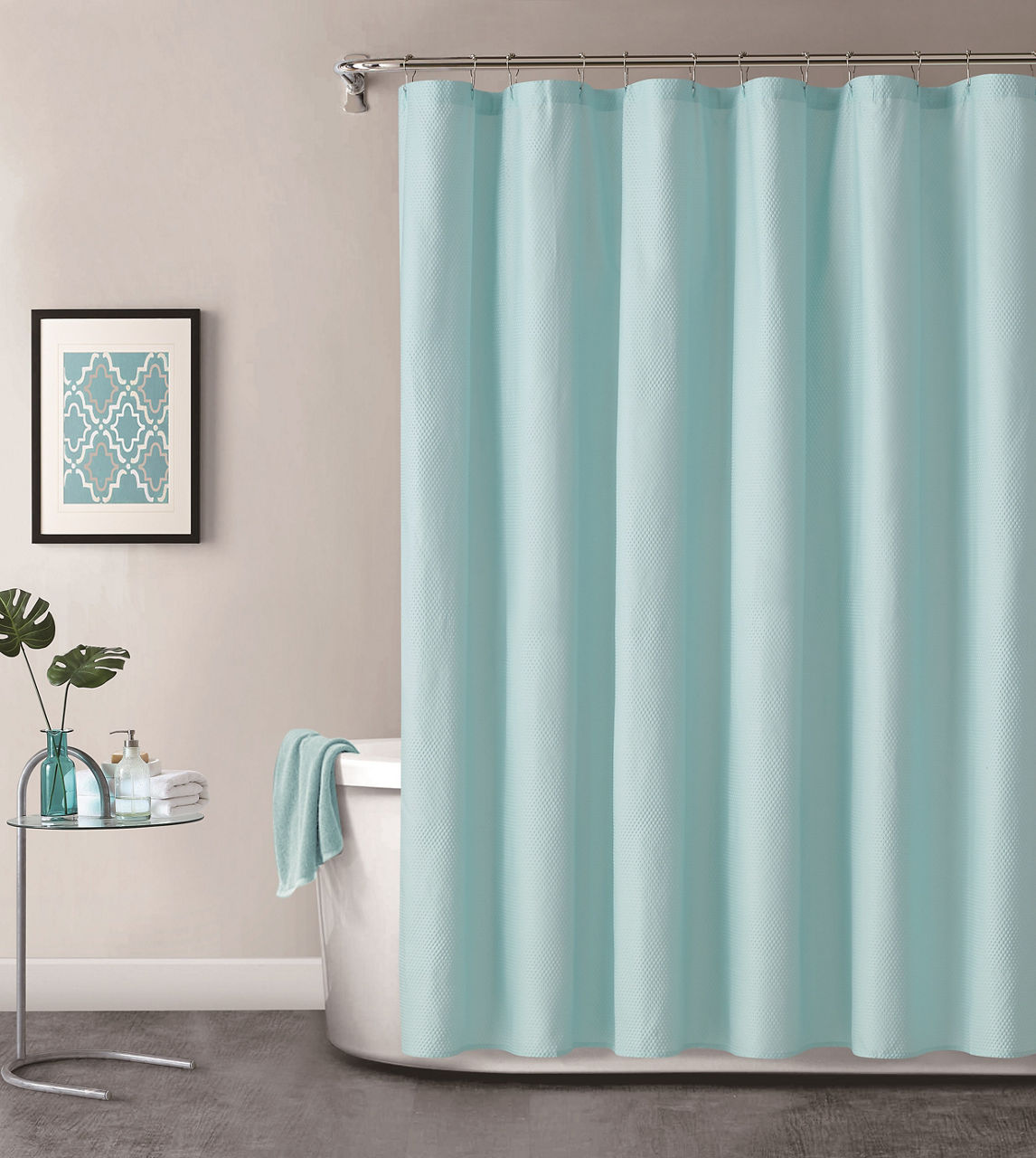 Aqua Embossed Microfiber Shower Curtain