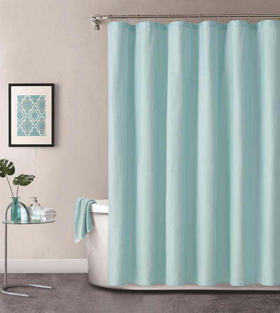 Aqua Embossed Fabric Shower Curtain
