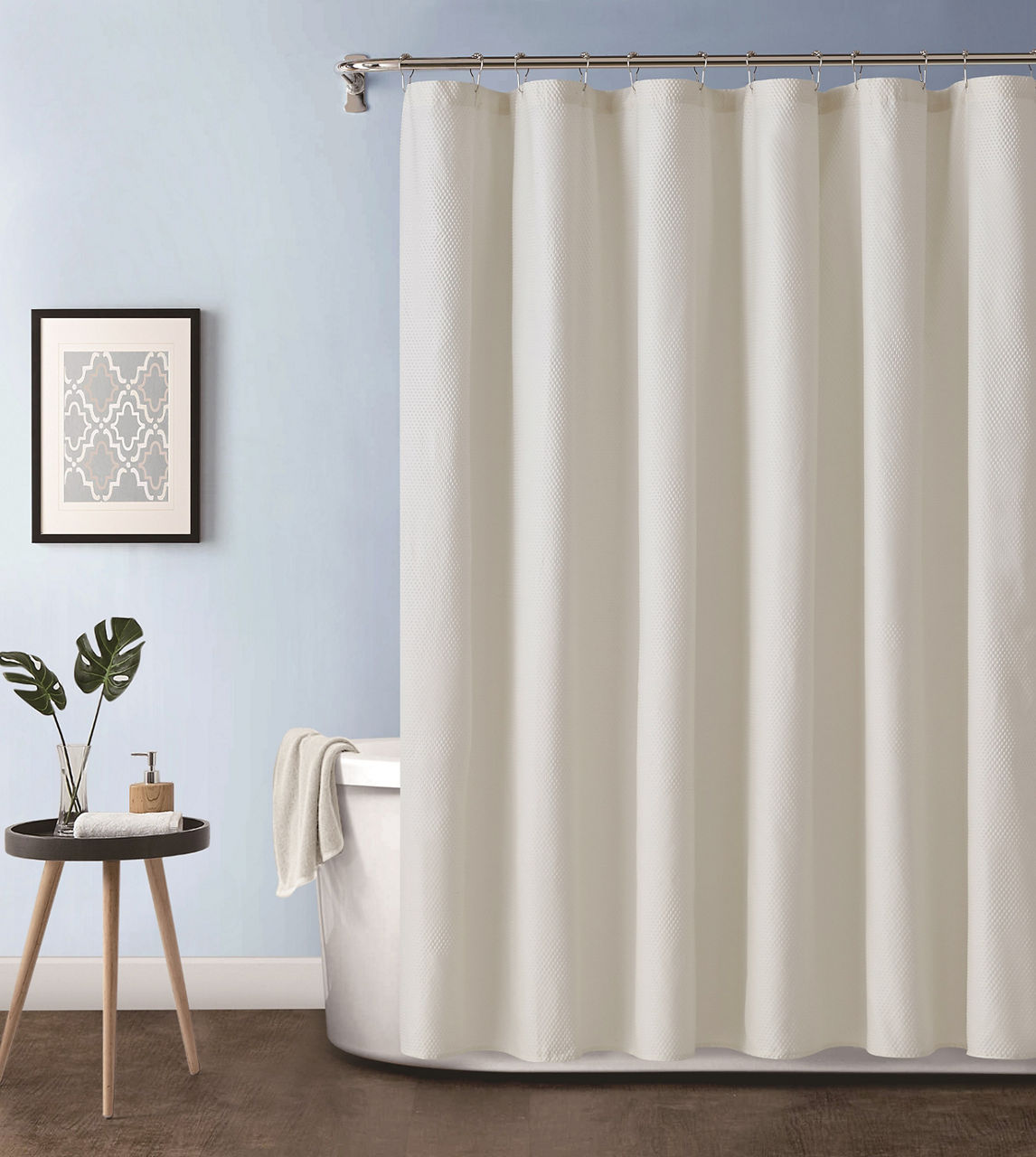 Ivory Embossed Microfiber Shower Curtain
