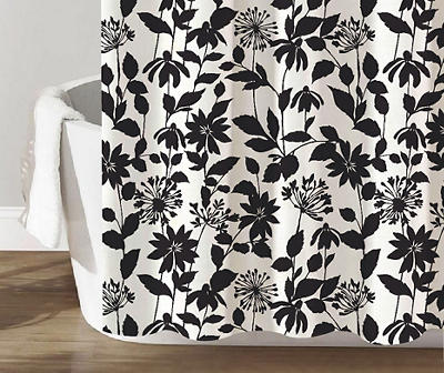 Black & White Gianna Floral Shower Curtain