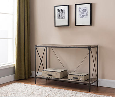 Brown & Black Metal Console Table