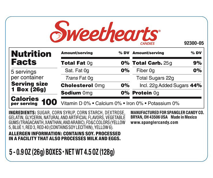 Sweethearts Heart Shaped Candy Boxes, 5-Pack