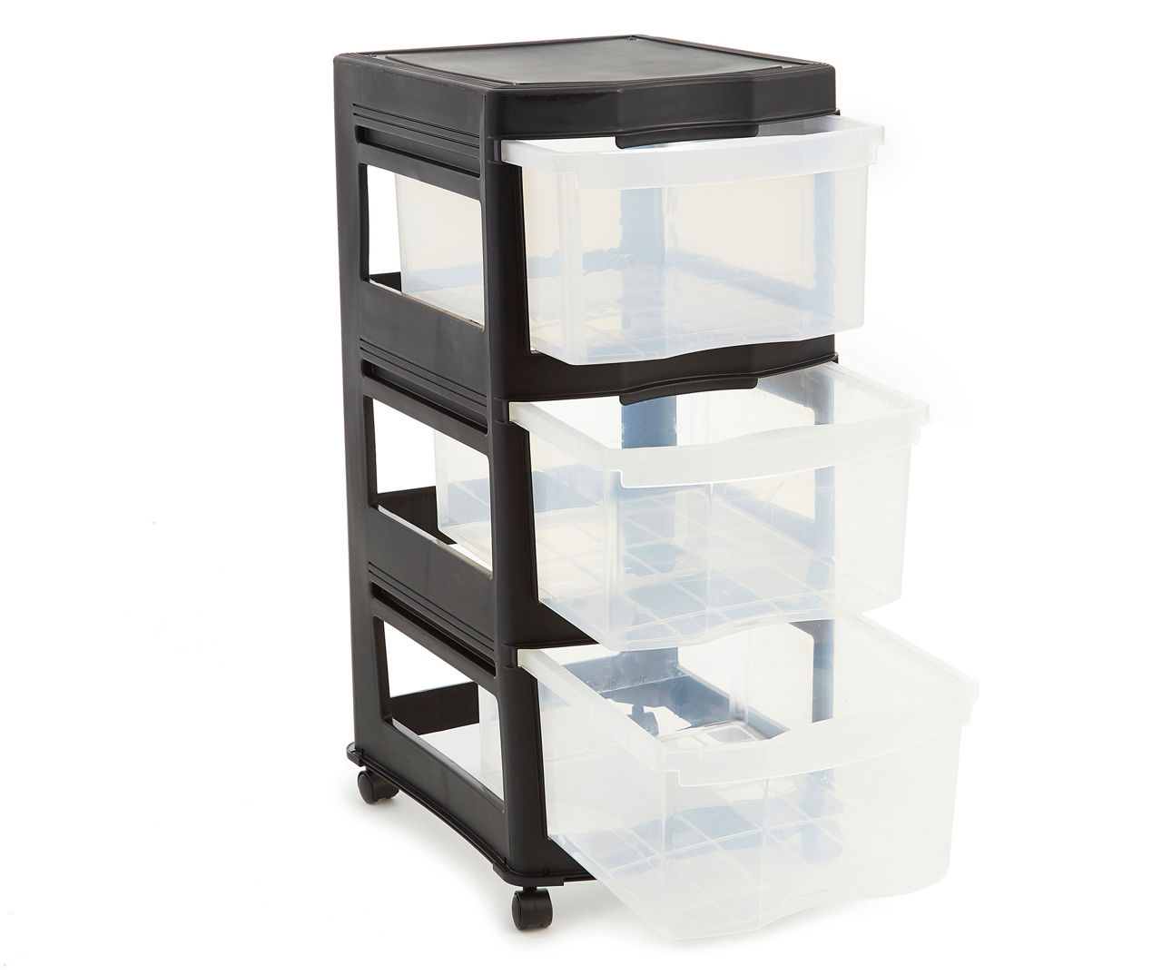 3-Drawer Rolling Cart - Smoke Colored Drawers - Storage Studios