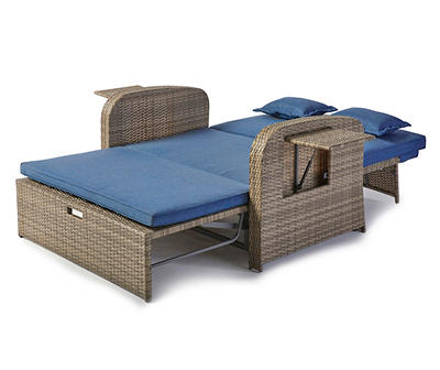 All-Weather Wicker Cushioned Patio Loveseat Lounger