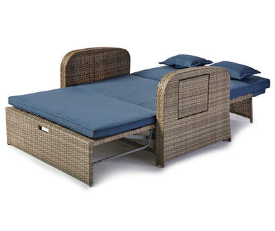 All-Weather Wicker Cushioned Patio Loveseat Lounger