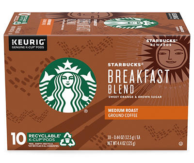 Starbucks� Breakfast Blend Medium Roast Ground Coffee K-Cup� Pods 10 ct Box