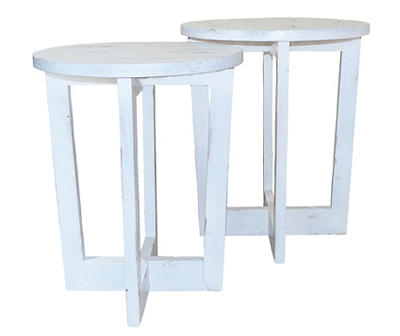 Distressed White 2-Piece Nesting Side Table Set