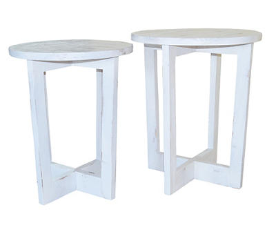 Distressed White 2-Piece Nesting Side Table Set